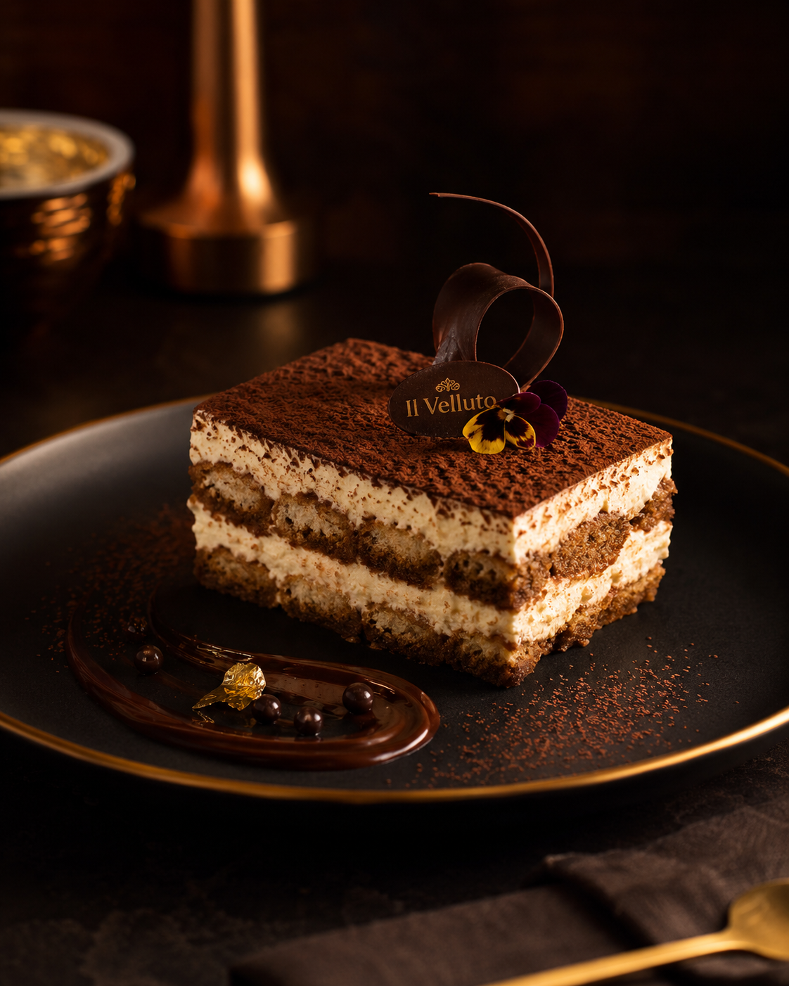 Dessert al cioccolato dal menu Velluto